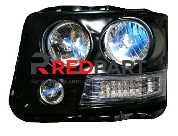 Фара передняя SHAANXI F3000 левая (корпус метал, светодиоды)
